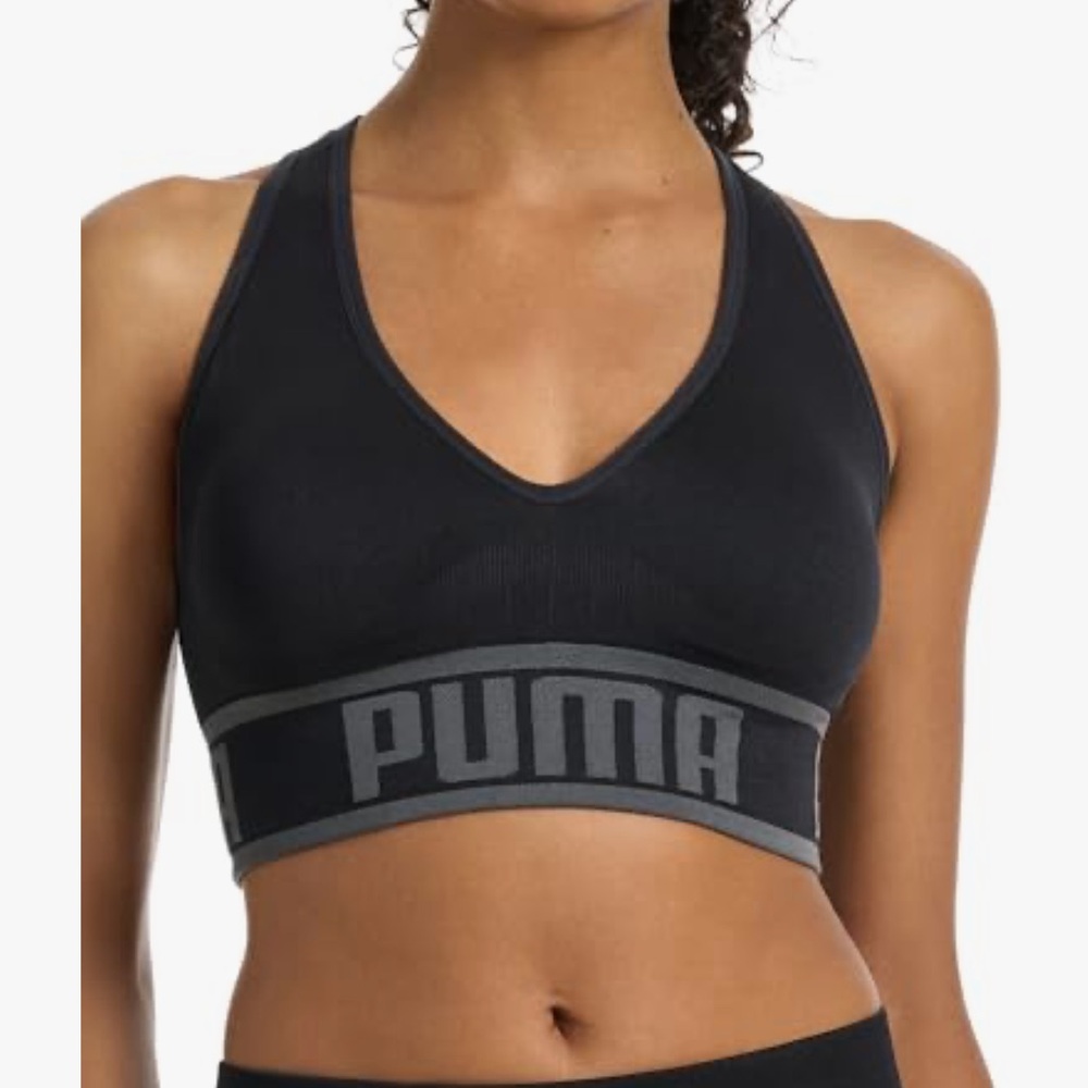 NWT PUMA Black Seamless Athletic Workout Sports Bra